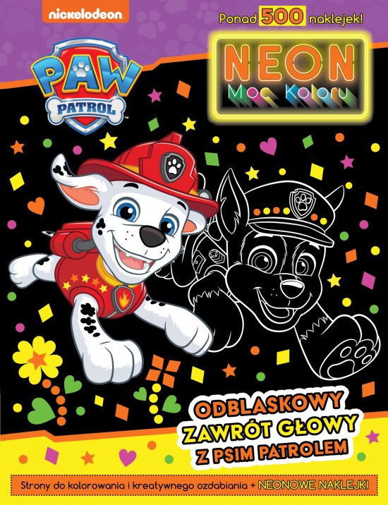 Psi Patrol. Neon. Moc koloru 2. Odblaskowy zaawr�t g�owy z Psim Patrolem