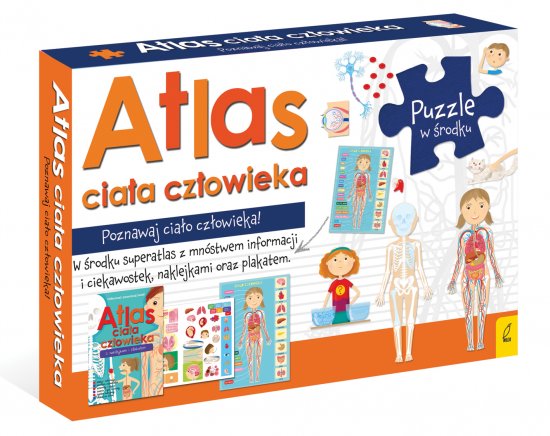 Pakiet Atlas cia�a cz�owieka: Atlas w zestawie z map� i puzzlami