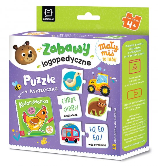 Ma�y mi� to lubi! Zabawy logopedyczne. Puzzle + ksi��eczka