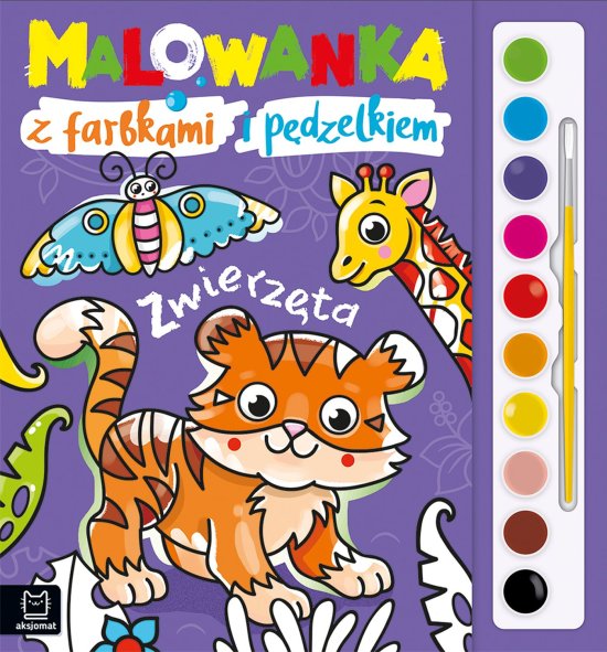 Malowanka z farbkami i p�dzelkiem. Zwierz�ta
