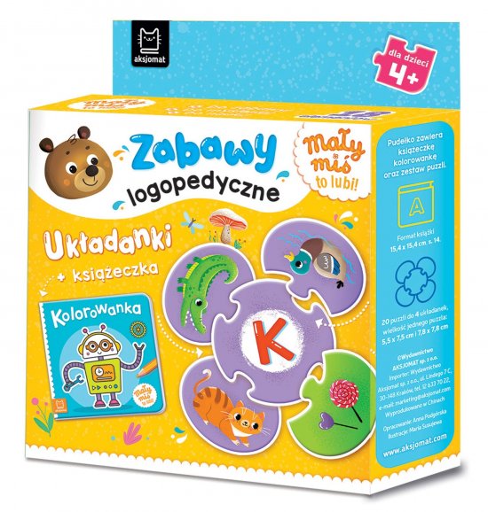 Ma�y mi� to lubi! Zabawy logopedyczne. Uk�adanki + ksi��eczka