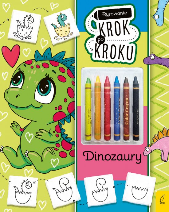 Rysowanie krok po kroku z kredkami. Dinozaury