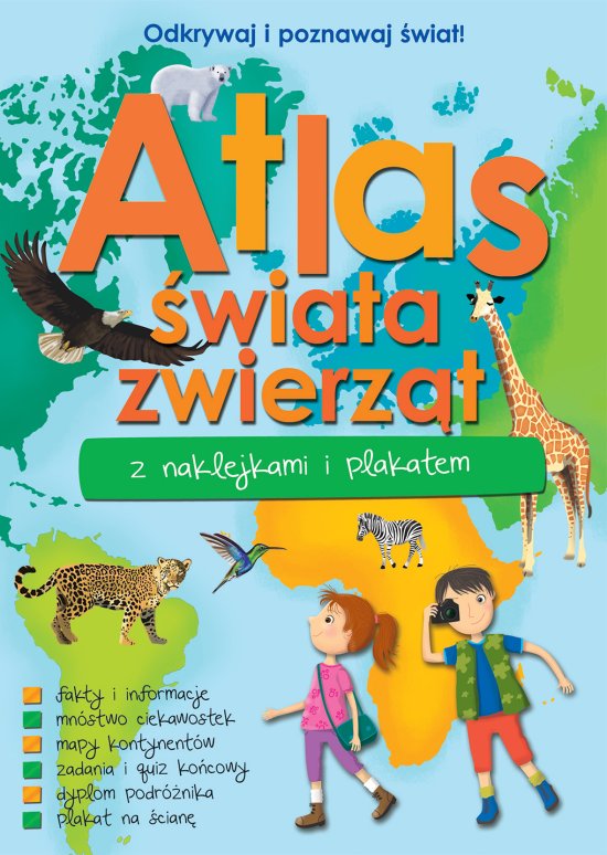 Atlas zwierz�t �wiata z naklejkami i plakatem