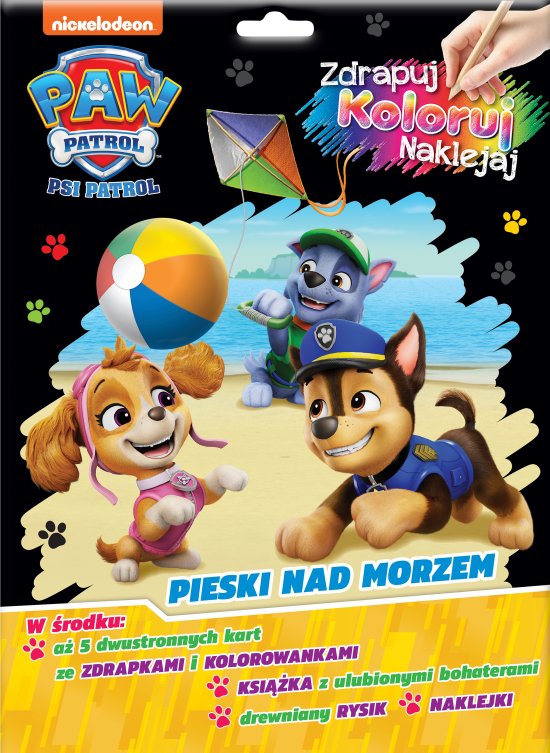 Psi Patrol. Zdrapuj, koloruj, naklejaj. Pieski nad morzem