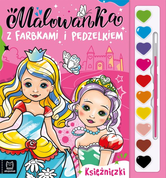 Malowanka z farbkami i p�dzelkiem. Ksi�niczki
