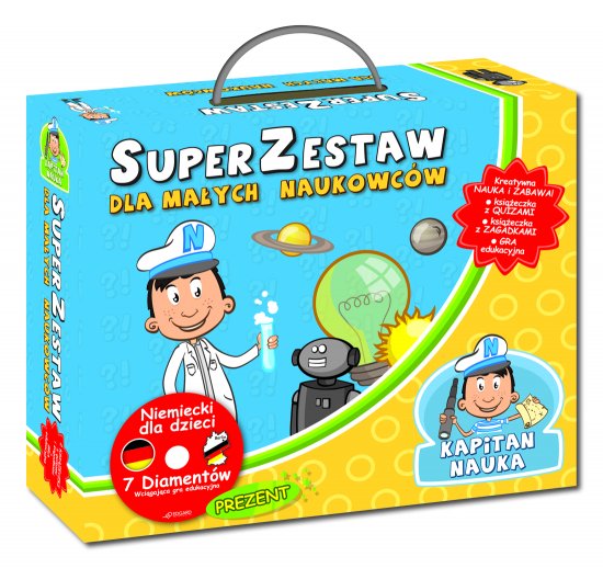 Kapitan Nauka SuperZestaw dla ma�ych naukowc�w. Ksi��eczka z quizami + Ksi��eczka z zagadkami + CD-ROM gra edukacyjna Niemiecki 7 Diament�w