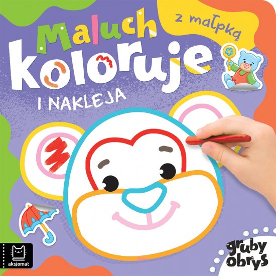 Maluch koloruje i nakleja z ma�pk�. Gruby obrys