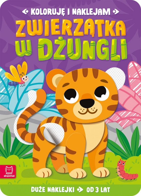 Koloruj� i naklejam. Zwierz�tka w d�ungli. Du�e naklejki od 3 lat