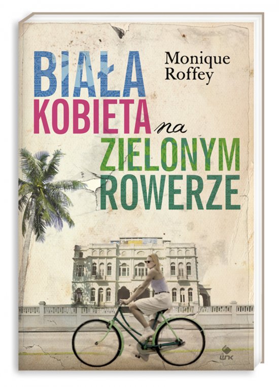 Bia�a kobieta na zielonym rowerze