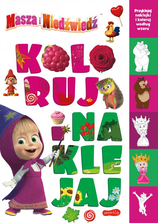 Masza i Nied�wied�. Koloruj i naklejaj 2