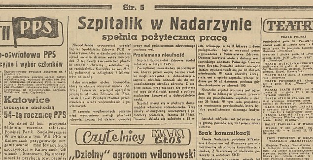 Wieści ze szpitala w Nadarzynie. Był rok 1946