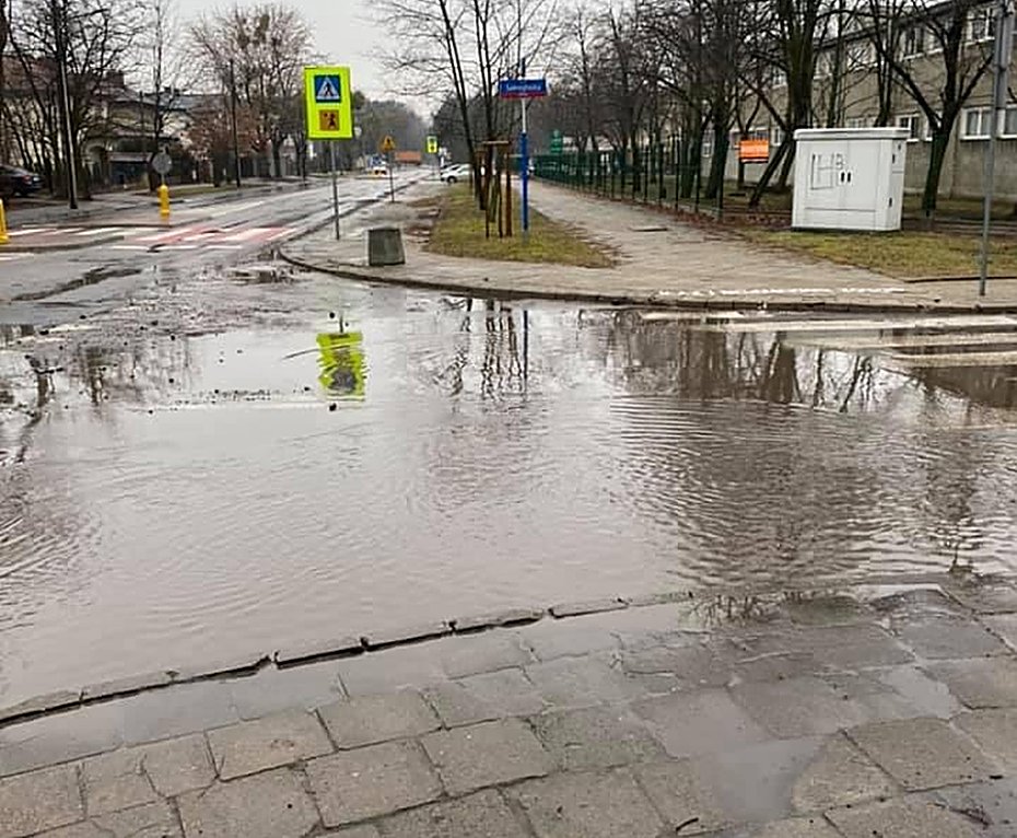 Zebra dla pieszych na Bielanach - bardziej bajoro, ni cywilizowane przejcie