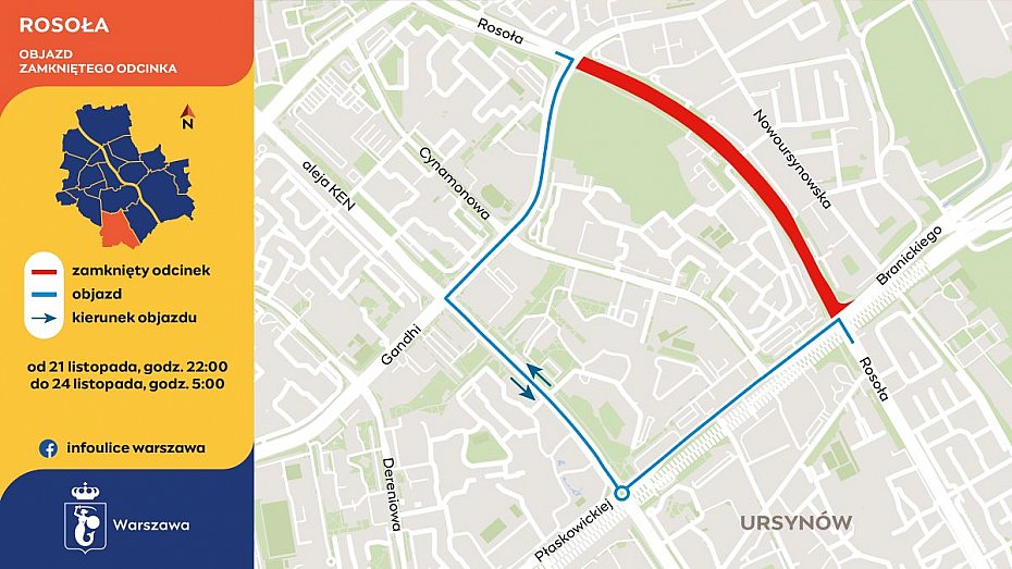 alt='Ulica Rosoa zamknita na weekend. Kierowcy i autobusy pojad objazdami'