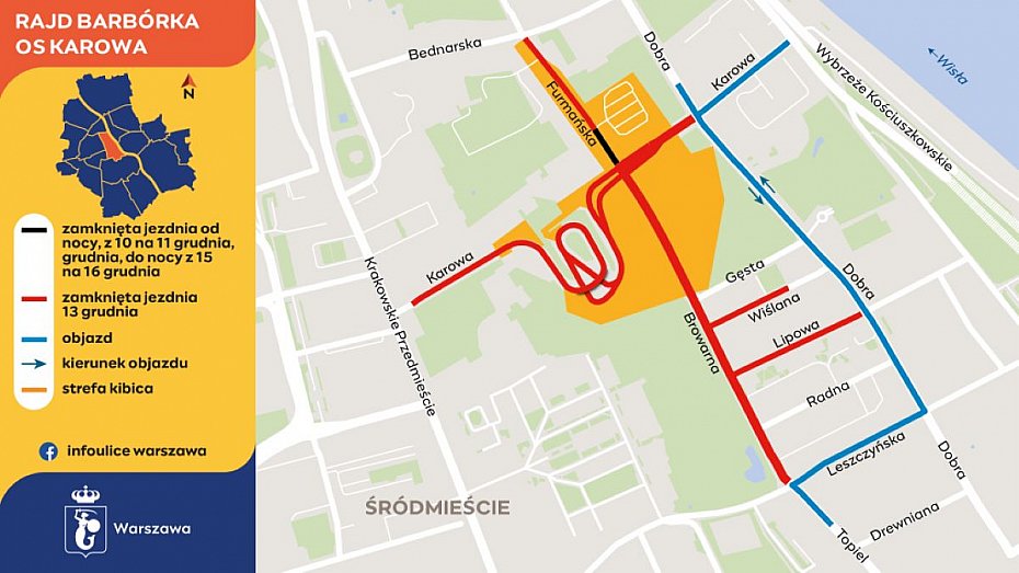 Rajd Barbrka: zmiany w ruchu na Powilu