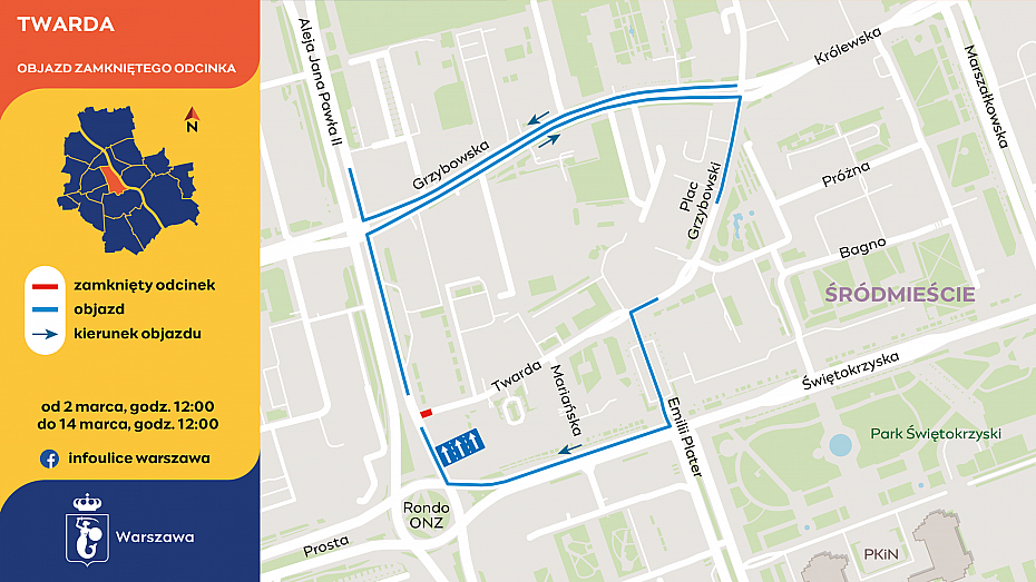 alt='Budowa drogi rowerowej od Ronda ONZ. Utrudnienia od 2 marca'
