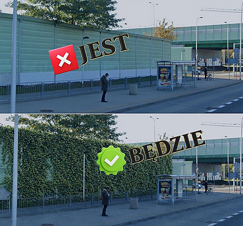 alt='Mi�towe ekrany przy Marymonckiej do zazielenienia. Jest zielone �wiat�o'