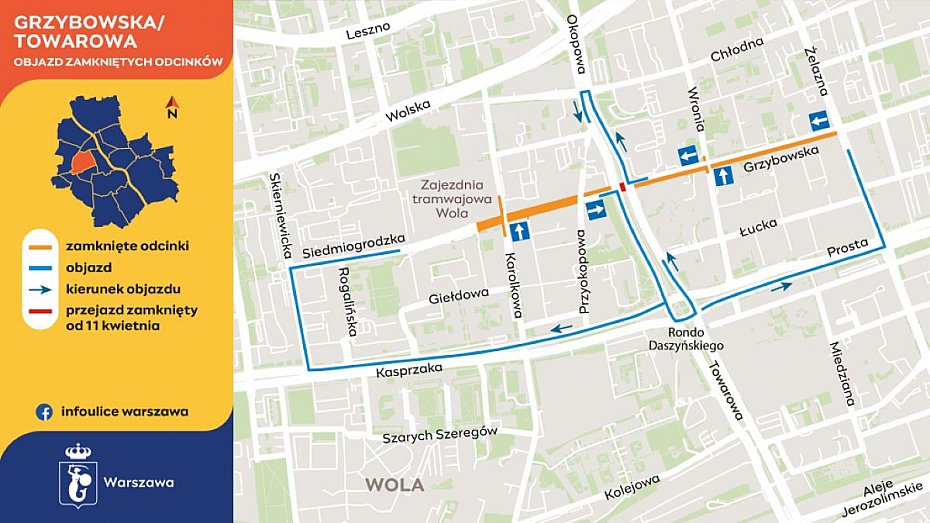 alt='Remont na Towarowej i Grzybowskiej. Tramwaje pojad� objazdami'