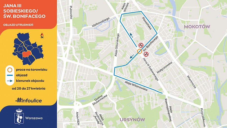 alt='Zmiany na Sobieskiego i Bonifacego. Kierowc�w czekaj� objazdy'