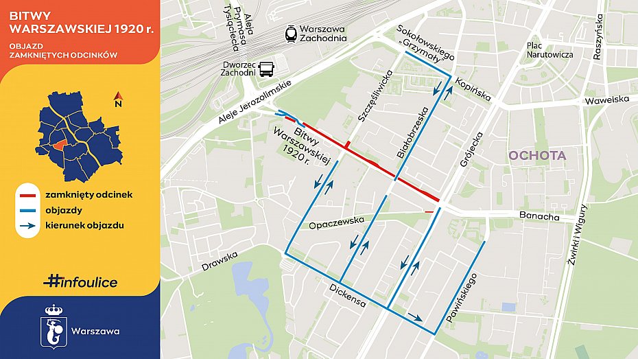 Nowa organizacja ruchu przy Parku Pi�ciu Si�str. Trwa budowa tramwaju do Zachodniego