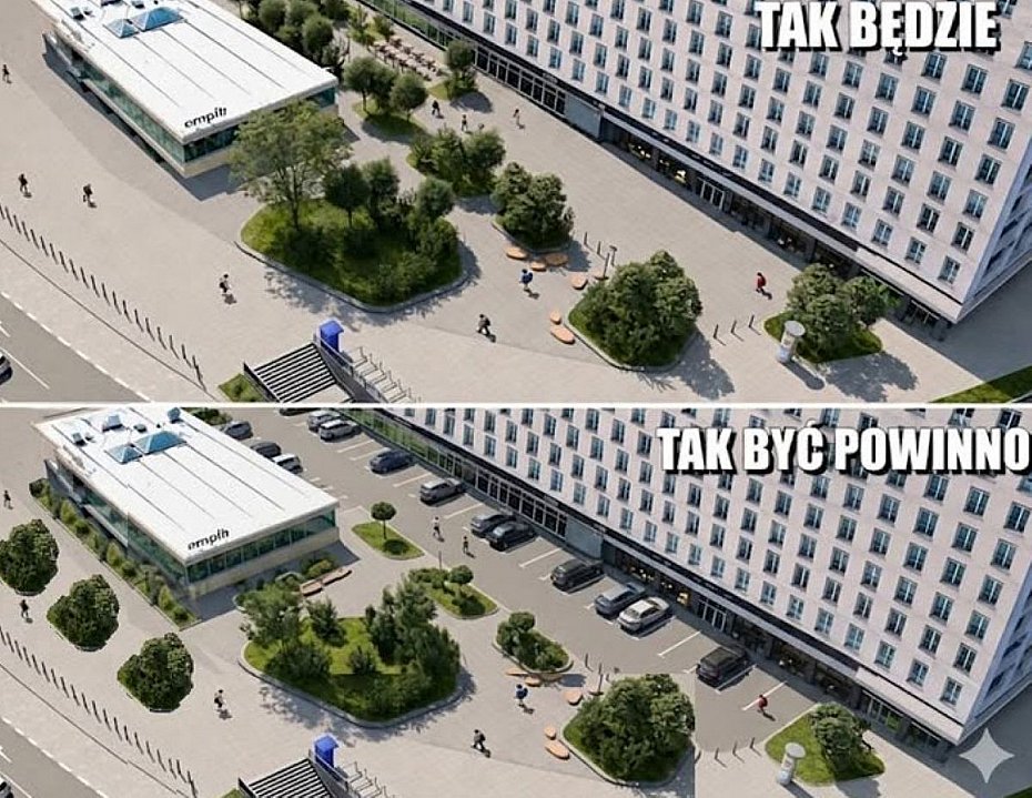 alt='Parking zamieni� w "betonowy skwer"? Krytyka zmian przy Rondzie Dmowskiego'