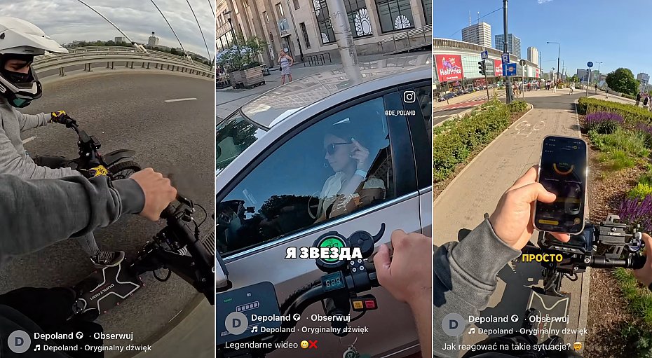 Ukrai�ski bloger szaleje hulajnog� po Warszawie. Spraw� zajmie si� policja