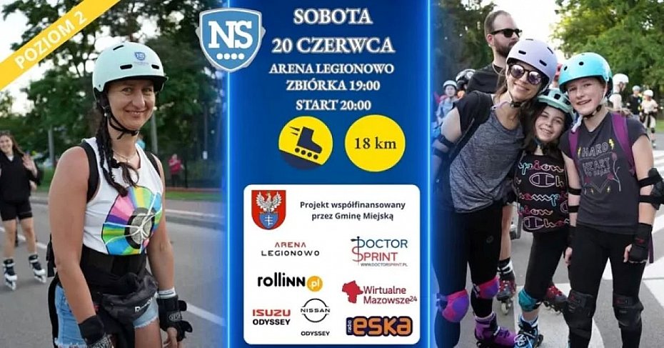 alt='Nightskating Legionowo 2026. Rolkarze przejad� ulicami miasta'