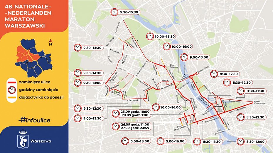 Maraton Warszawski 2026. Lista ulic zamkni�tych w niedziel� i zmiany w komunikacji