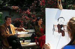 Aktorzy z ogrodem w tle