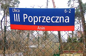 Anin: każda ulica Poprzeczna