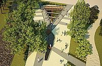 Skwer prawie już, fontanna na wiosnę