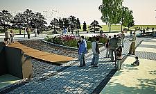 Skwer prawie już, fontanna na wiosnę