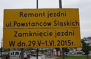 Zamykają Powstańców Śląskich. Czynna jedna jezdnia