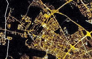 Bielany widziane nocą z kosmosu...