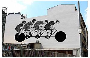 Cykliści na Ogrodowej. Nowy wolski mural