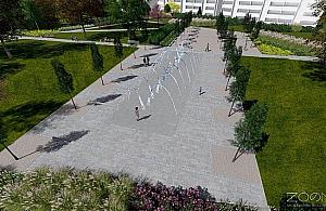 Oto nowy park przy Perzyńskiego. Strefa relaksu i kurtyna wodna