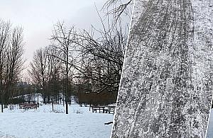 "Szklanka" w parku Górczewska. "Odśnieżymy, jak przestanie padać"