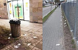 Setki zużytych rękawiczek w okolicach marketów. "Człowiek to wirus"