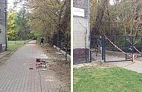 Zagrodzone dojście do Fortu Bema. "Zakaz przejścia, teren prywatny"