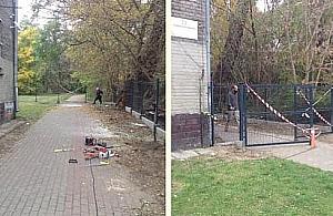 Zagrodzone dojście do Fortu Bema. "Zakaz przejścia, teren prywatny"