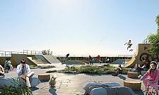 P+R Bródno - zmniejszony bazar, na dachu skatepark