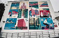 Cały Wawer na jednym muralu. Rozpoznacie budynki?