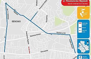 Weekend z utrudnieniami. Objazd Powstańców Śląskich wyznaczono na... Księcia Janusza