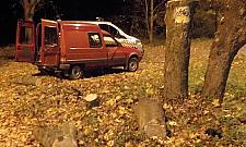 Ojciec i syn kradli drewno. Wpadli, bo zaparkowali na trawie