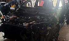 Lexus z Bielan trafił do dziupli pod Węgrowem. Niewiele z niego zostało