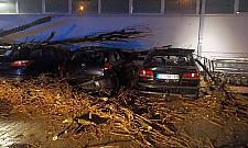 Wichura powaliła olbrzymie drzewo. Pięć samochodów zniszczonych