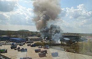 Pożar w sortowni śmieci Byś na Wólczyńskiej