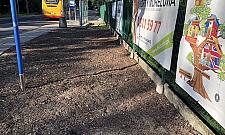 Absurdalna łączka obok przystanku przeszła do historii. Mieszkańcy chcą chodnika