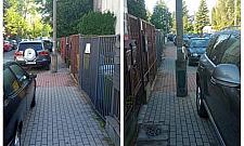 Latarnie stoją na środku chodnika. Nie tak łatwo je przestawić