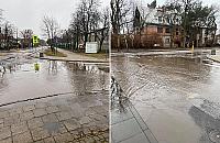 Zebra dla pieszych na Bielanach - bardziej bajoro, ni� cywilizowane przej�cie