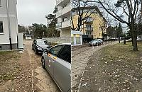 Problem z parkowaniem za Społem przy Kaliskiego. Chodnik jest notorycznie blokowany